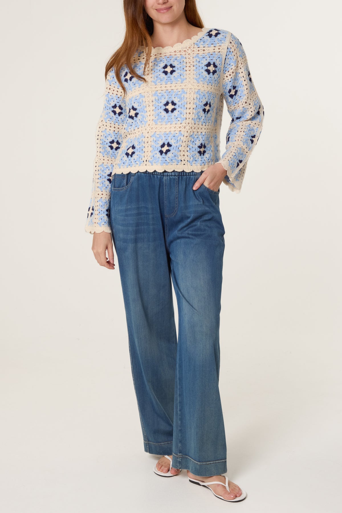 Patchwork Scallop Crochet Top