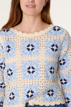 Patchwork Scallop Crochet Top