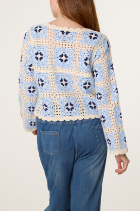 Patchwork Scallop Crochet Top