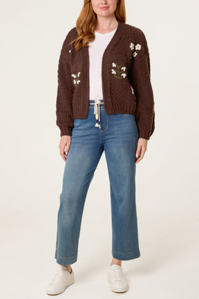 Flower Detail Knit Cardigan