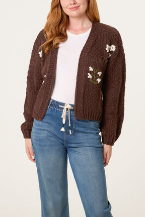 Flower Detail Knit Cardigan