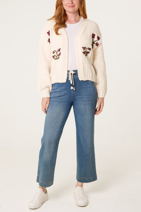Flower Detail Knit Cardigan