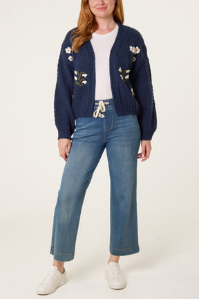 Flower Detail Knit Cardigan