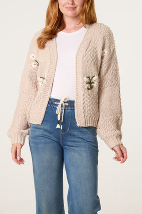 Flower Detail Knit Cardigan