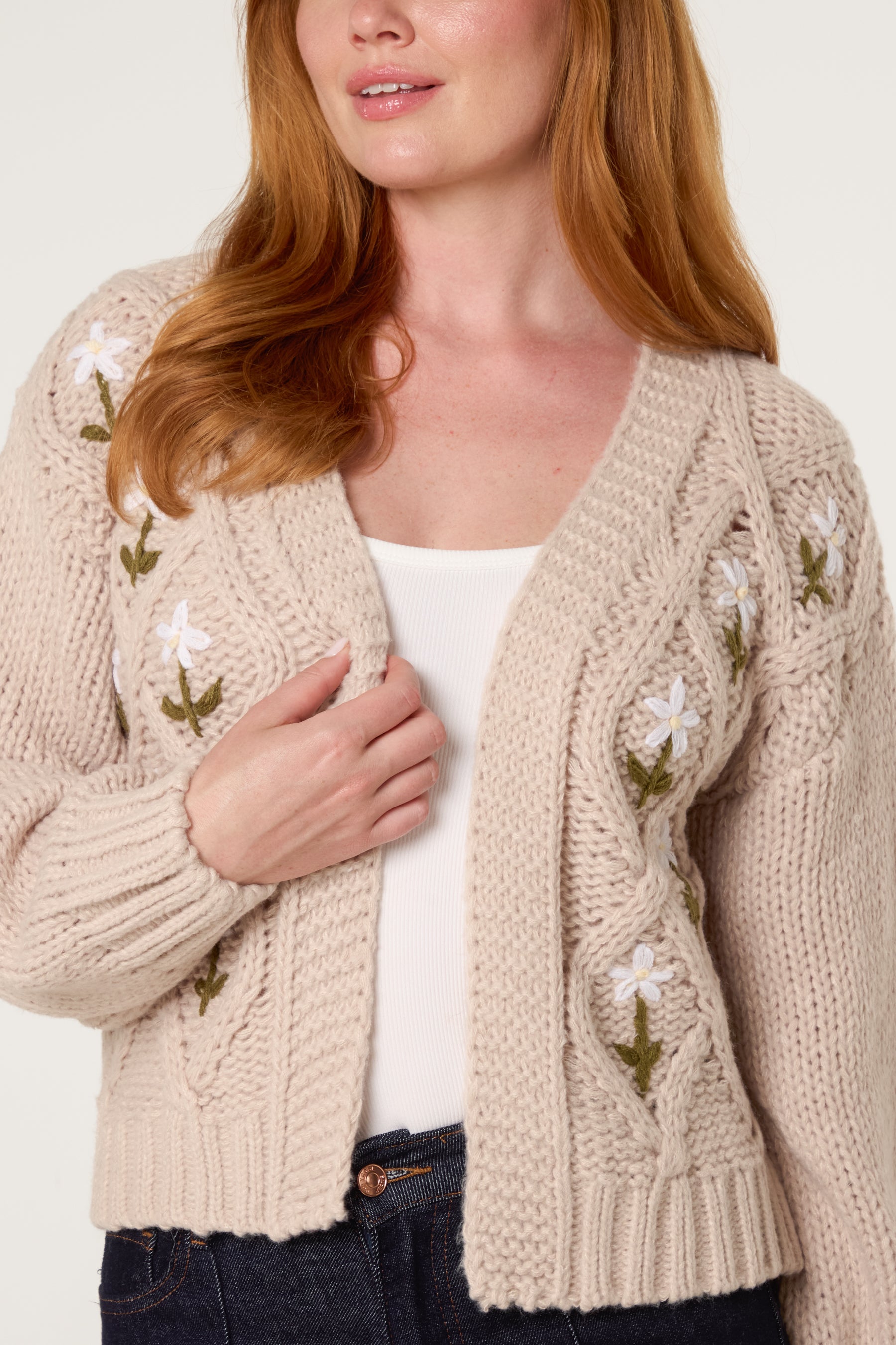 Flower Detail Knit Cardigan