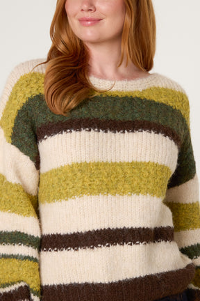Cosy Striped Round Neck Knit Jumper