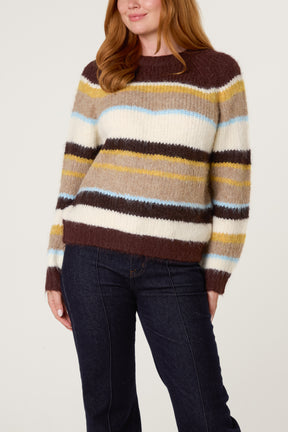 Striped Round Neck Knit Jumper