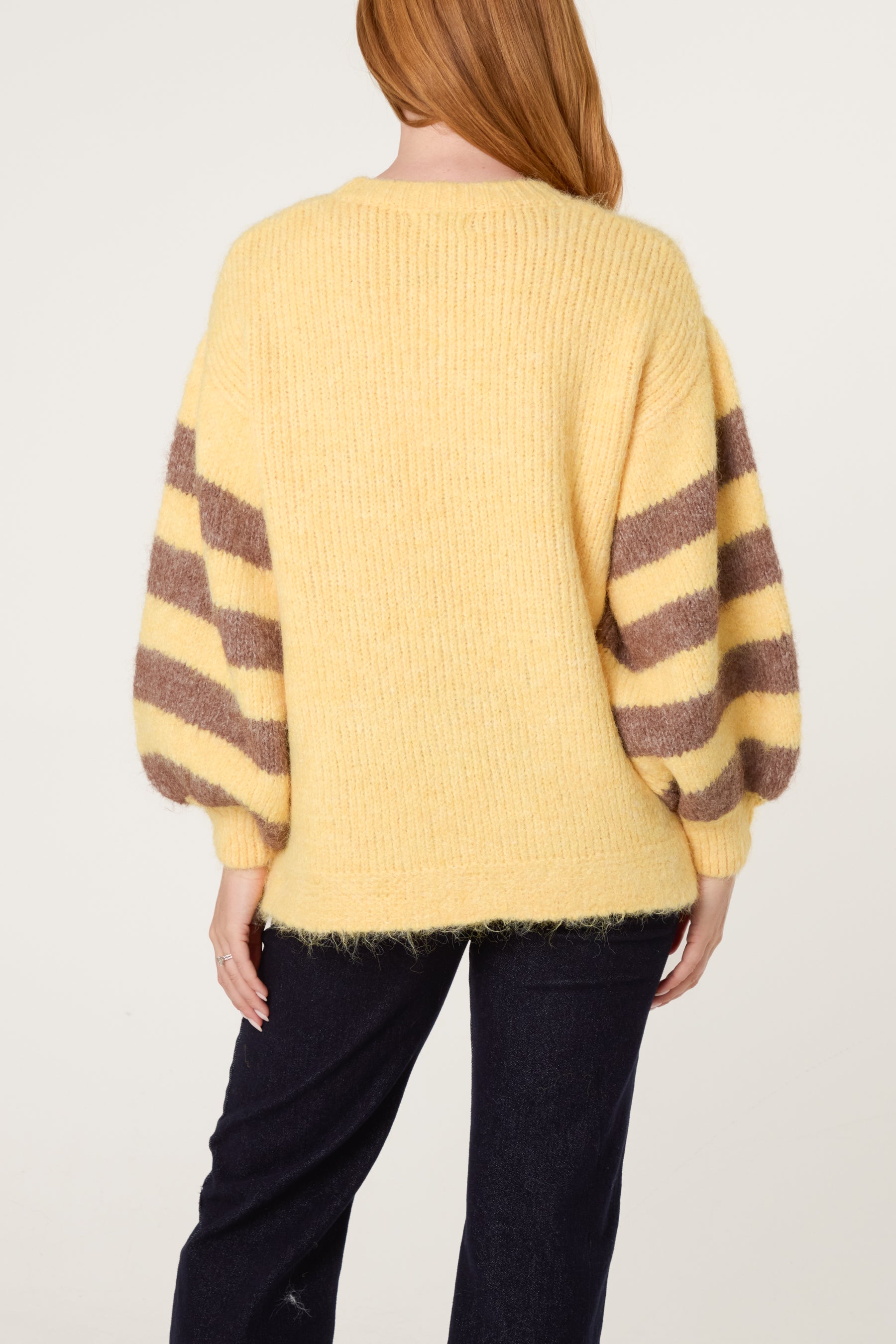 Flower Illustration Balloon Sleeve Knit Jumper
