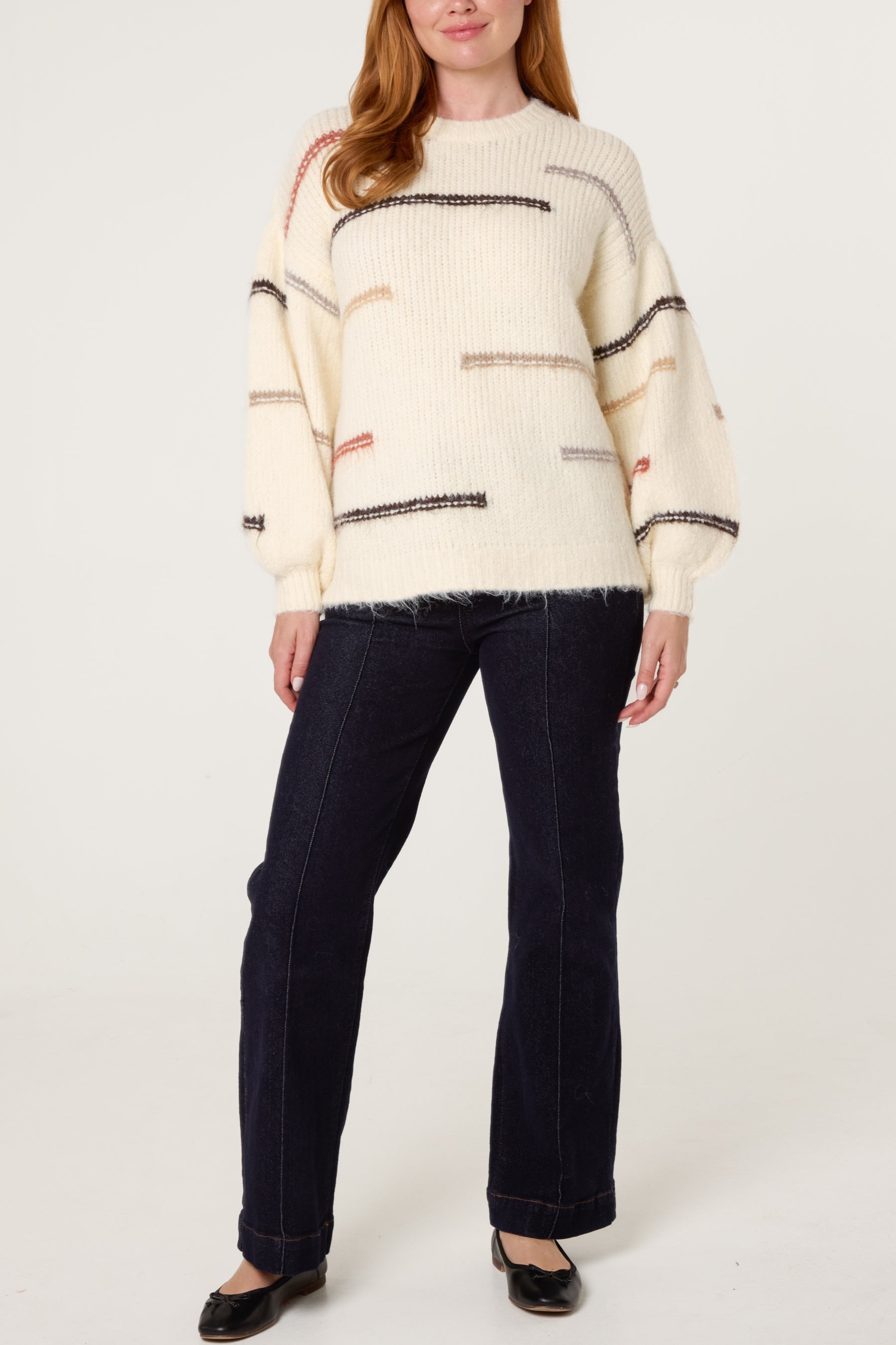 Minimalist Lined Balloon Sleeve Knit Jumper