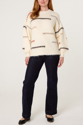 Minimalist Lined Balloon Sleeve Knit Jumper