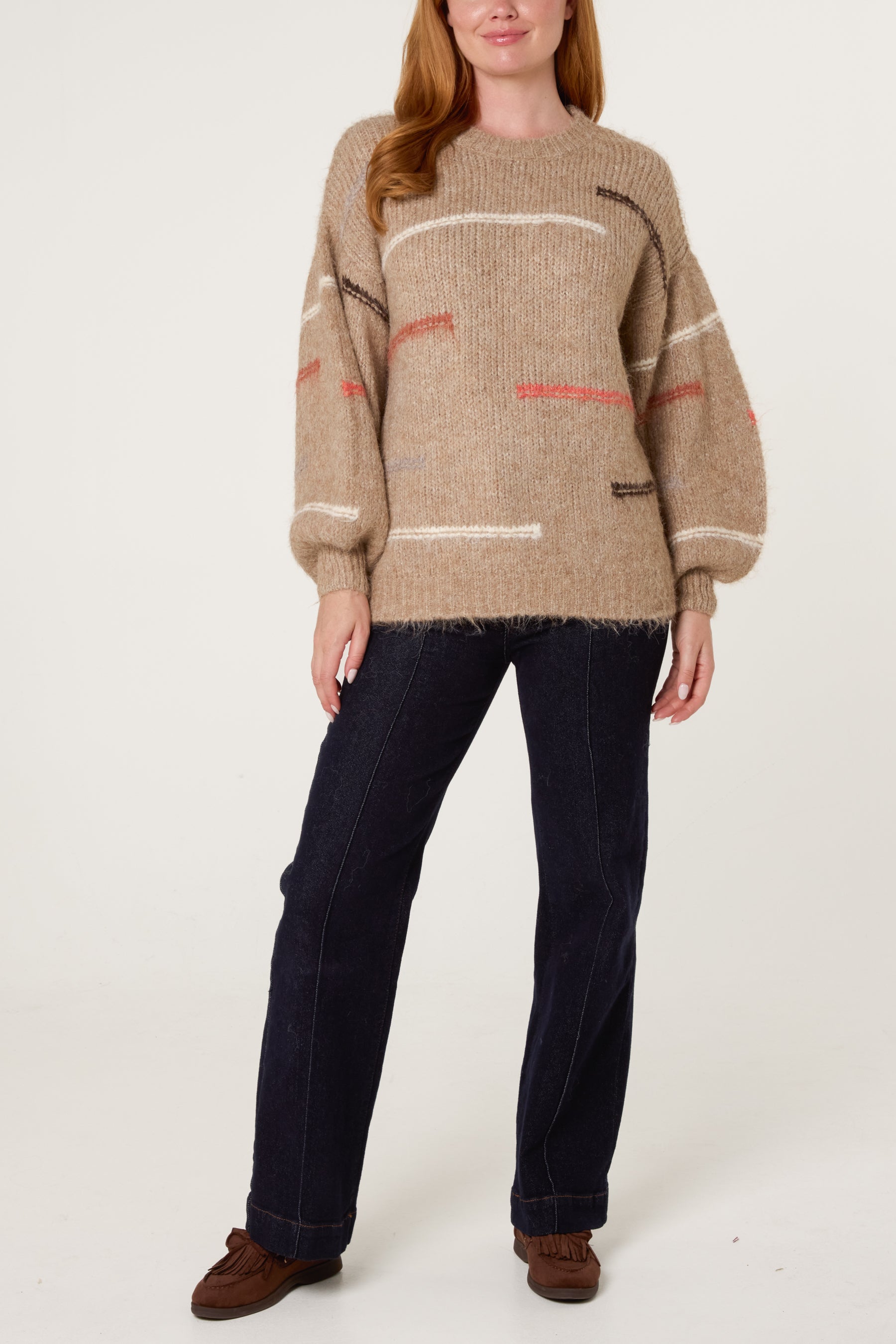 Minimalist Lined Balloon Sleeve Knit Jumper