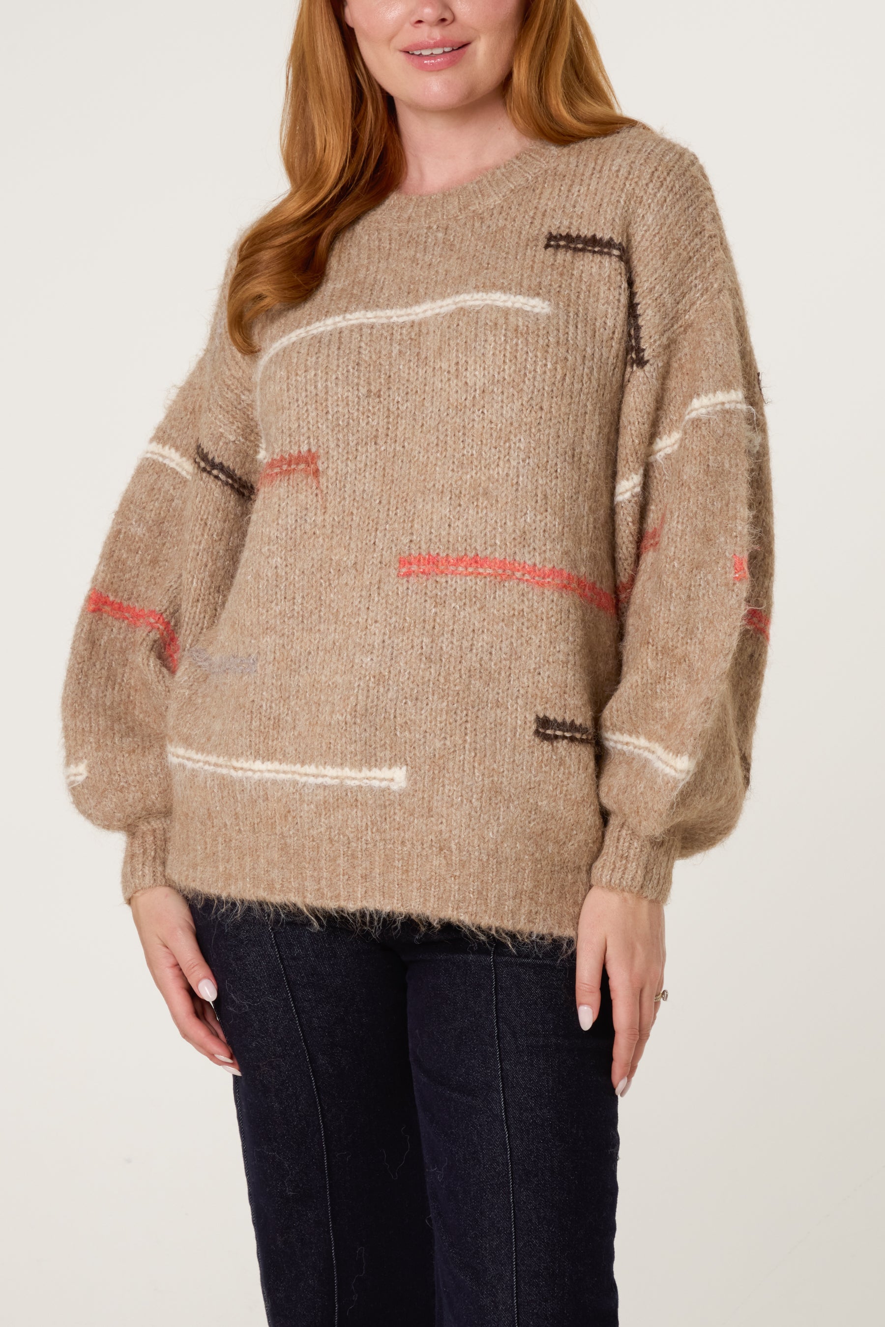 Minimalist Lined Balloon Sleeve Knit Jumper