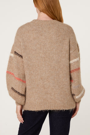 Minimalist Lined Balloon Sleeve Knit Jumper