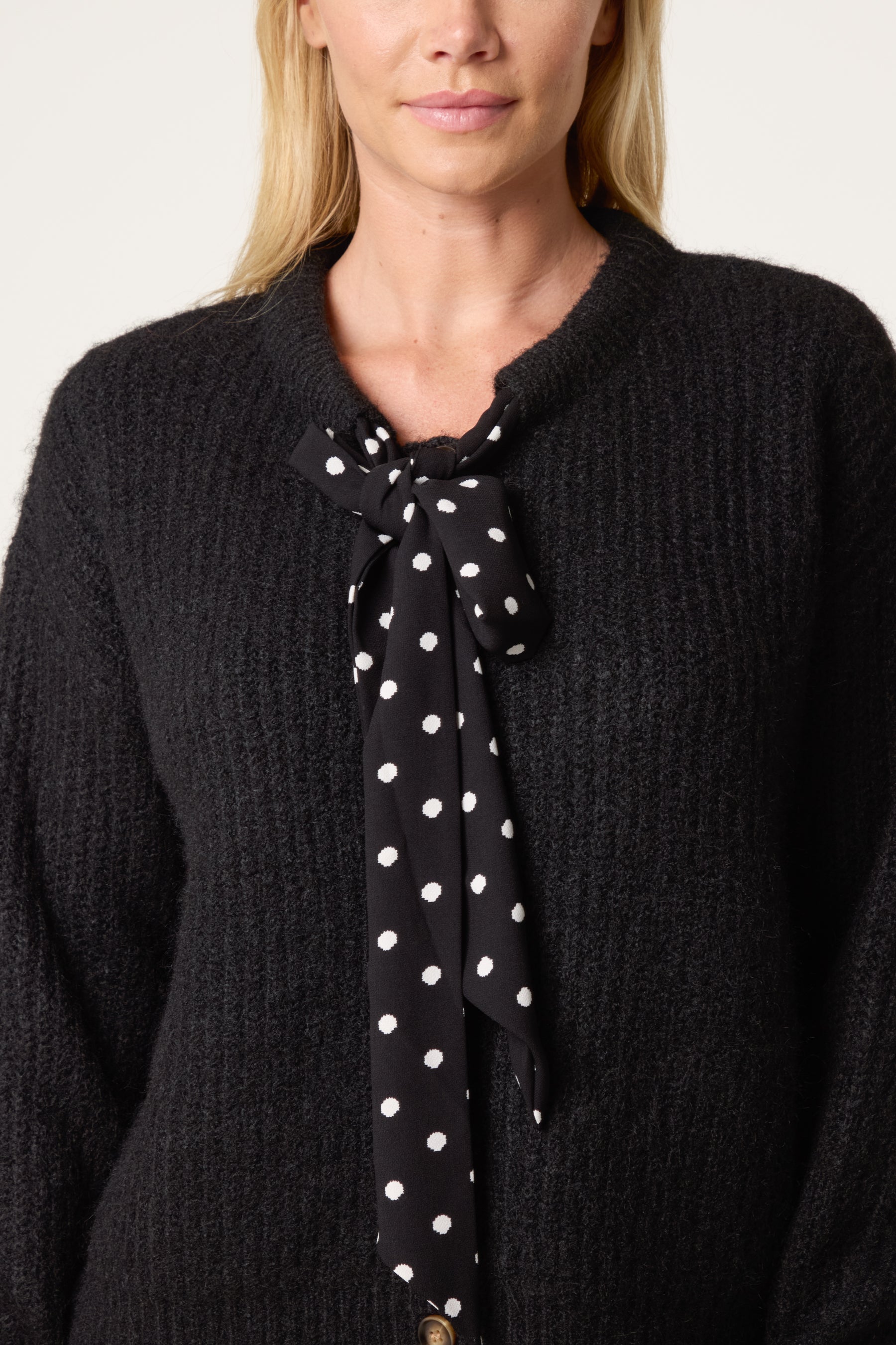 PolkaDot Bow Button Through Knitted Cardigan