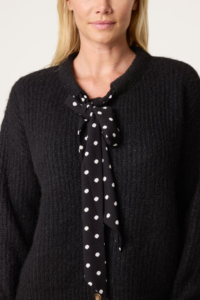 PolkaDot Bow Button Through Knitted Cardigan