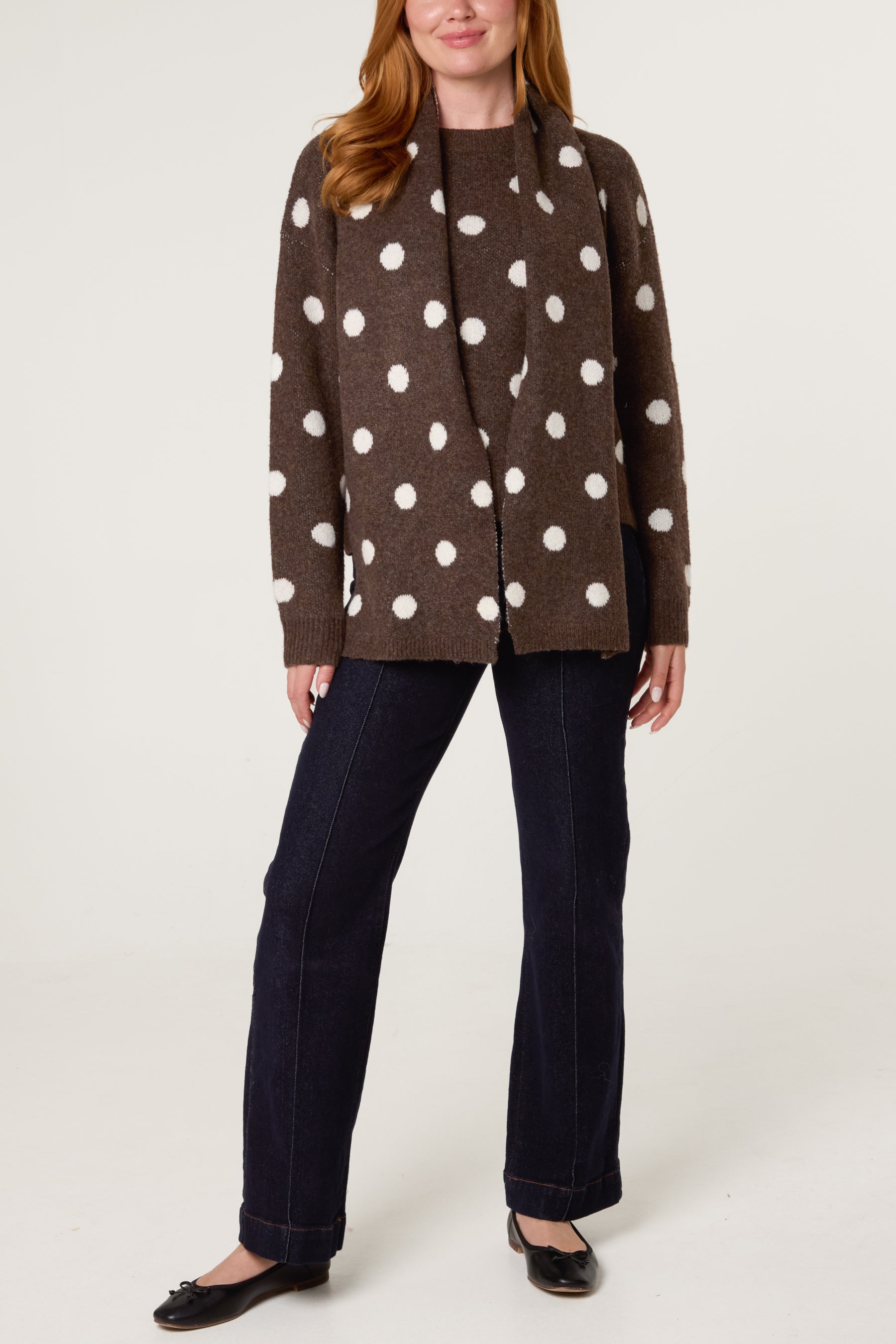 PolkaDot Scarf & Knit Jumper
