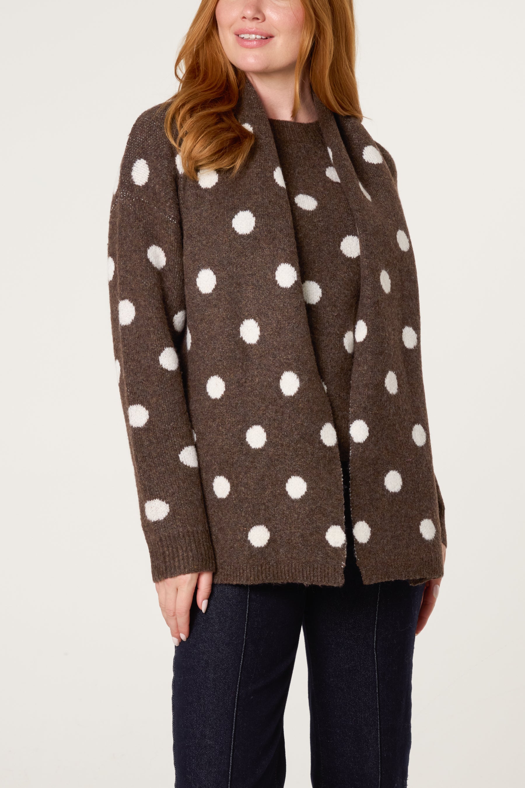 PolkaDot Scarf & Knit Jumper