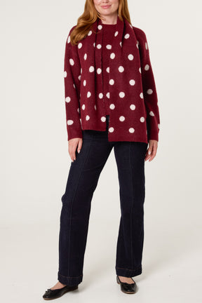 PolkaDot Scarf & Knit Jumper
