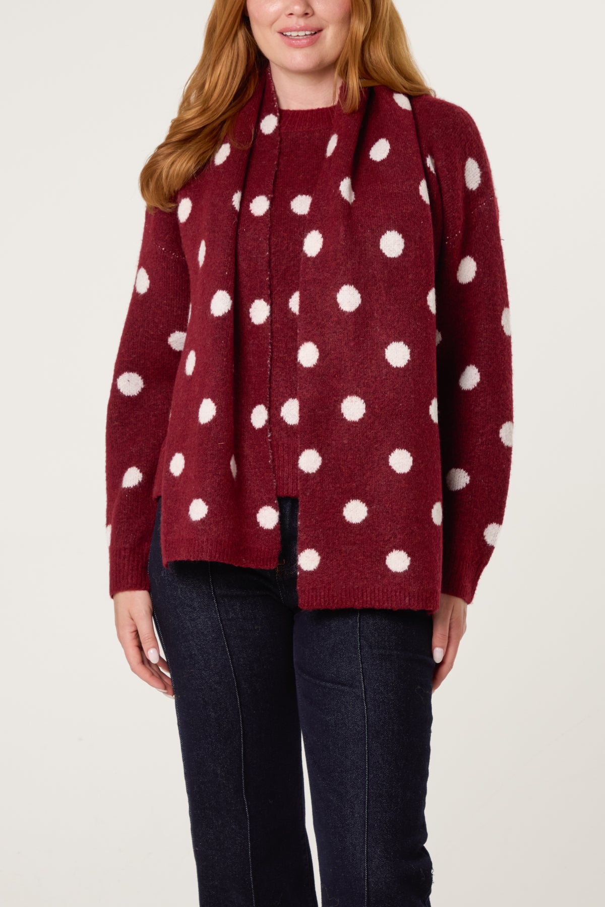 PolkaDot Scarf & Knit Jumper