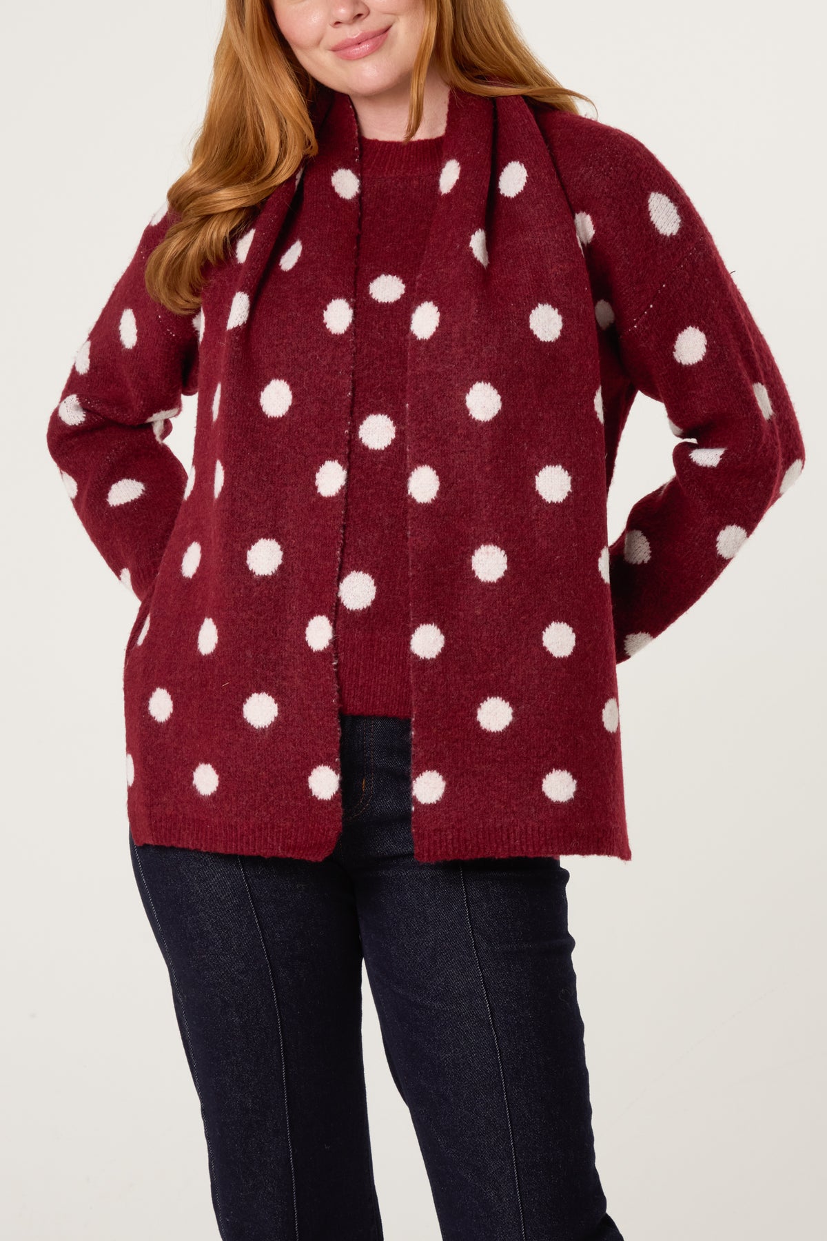 PolkaDot Scarf & Knit Jumper