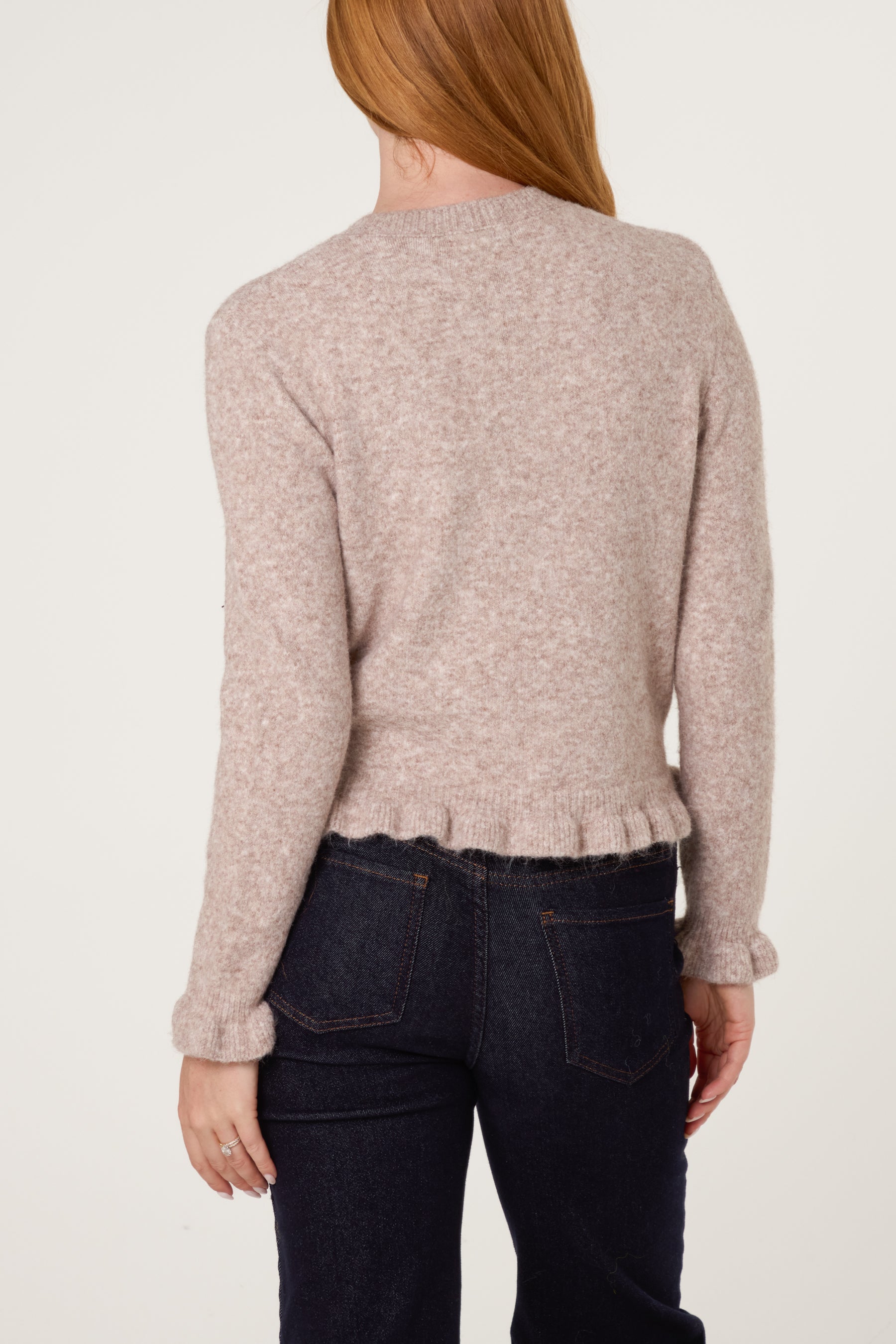Ruffled Trim Button Through Cardigan
