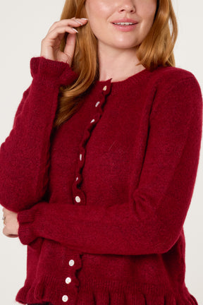 Ruffled Trim Button Through Cardigan