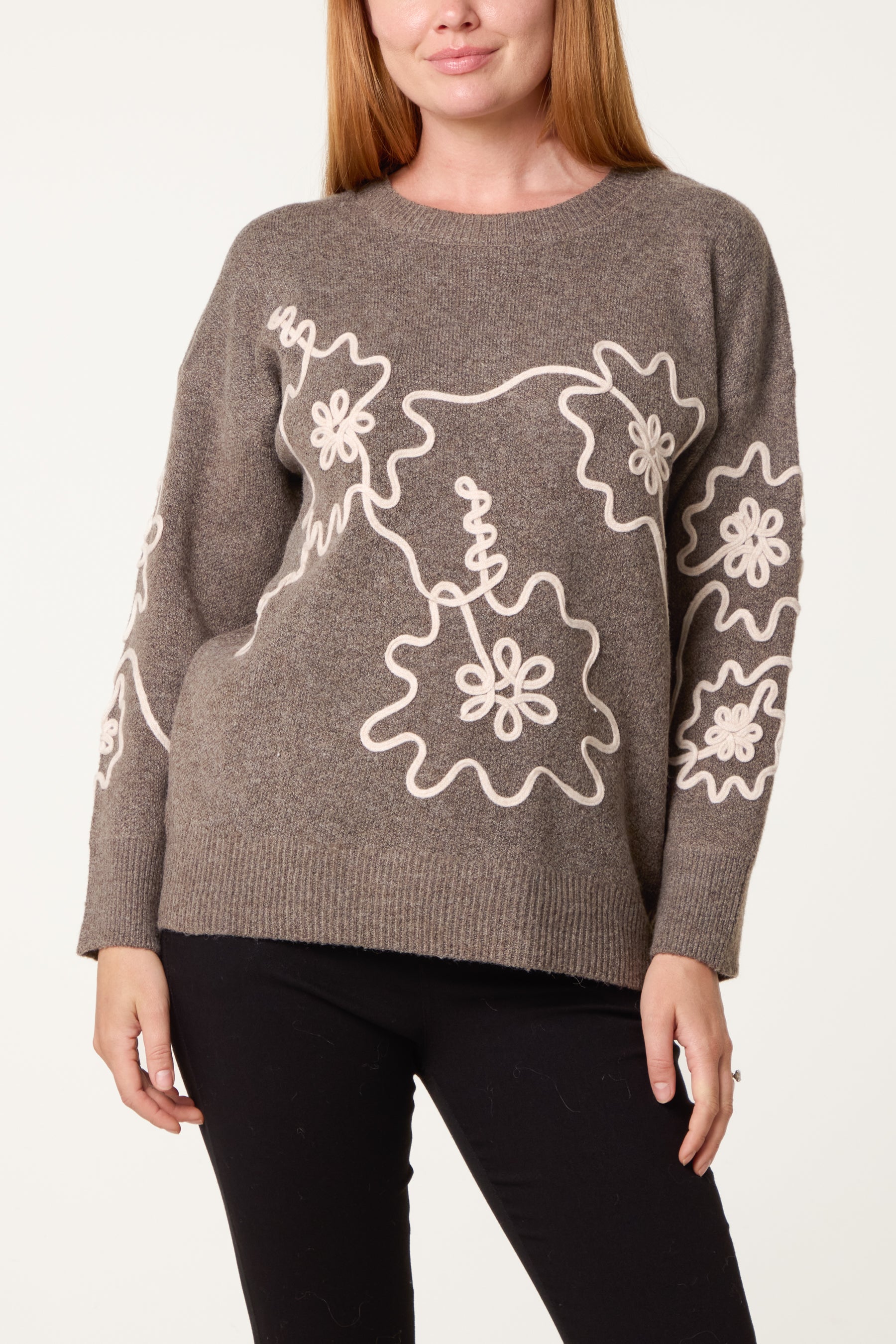 Embroidery Floral Knit Jumper