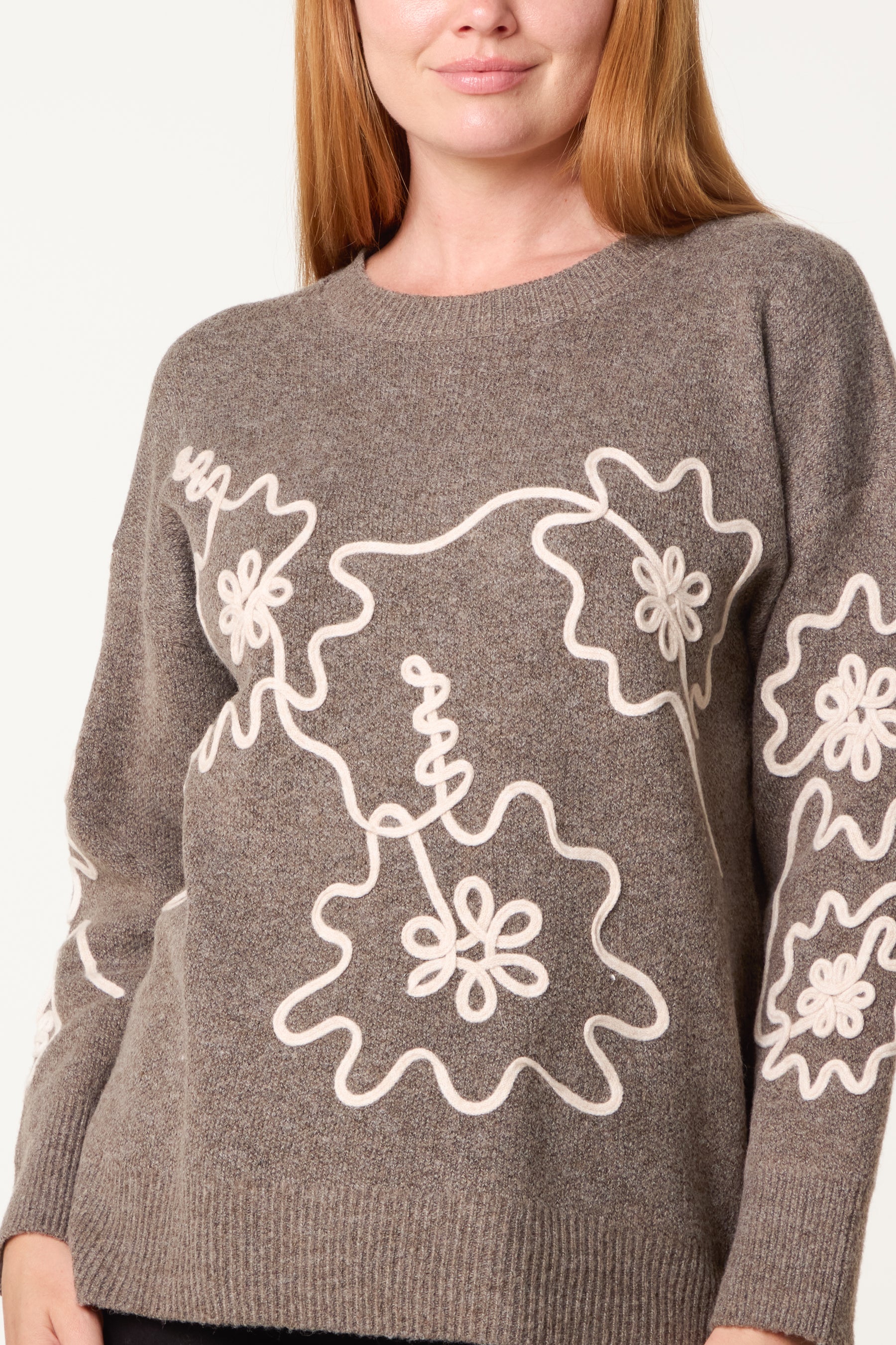 Embroidery Floral Knit Jumper