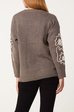 Embroidery Floral Knit Jumper
