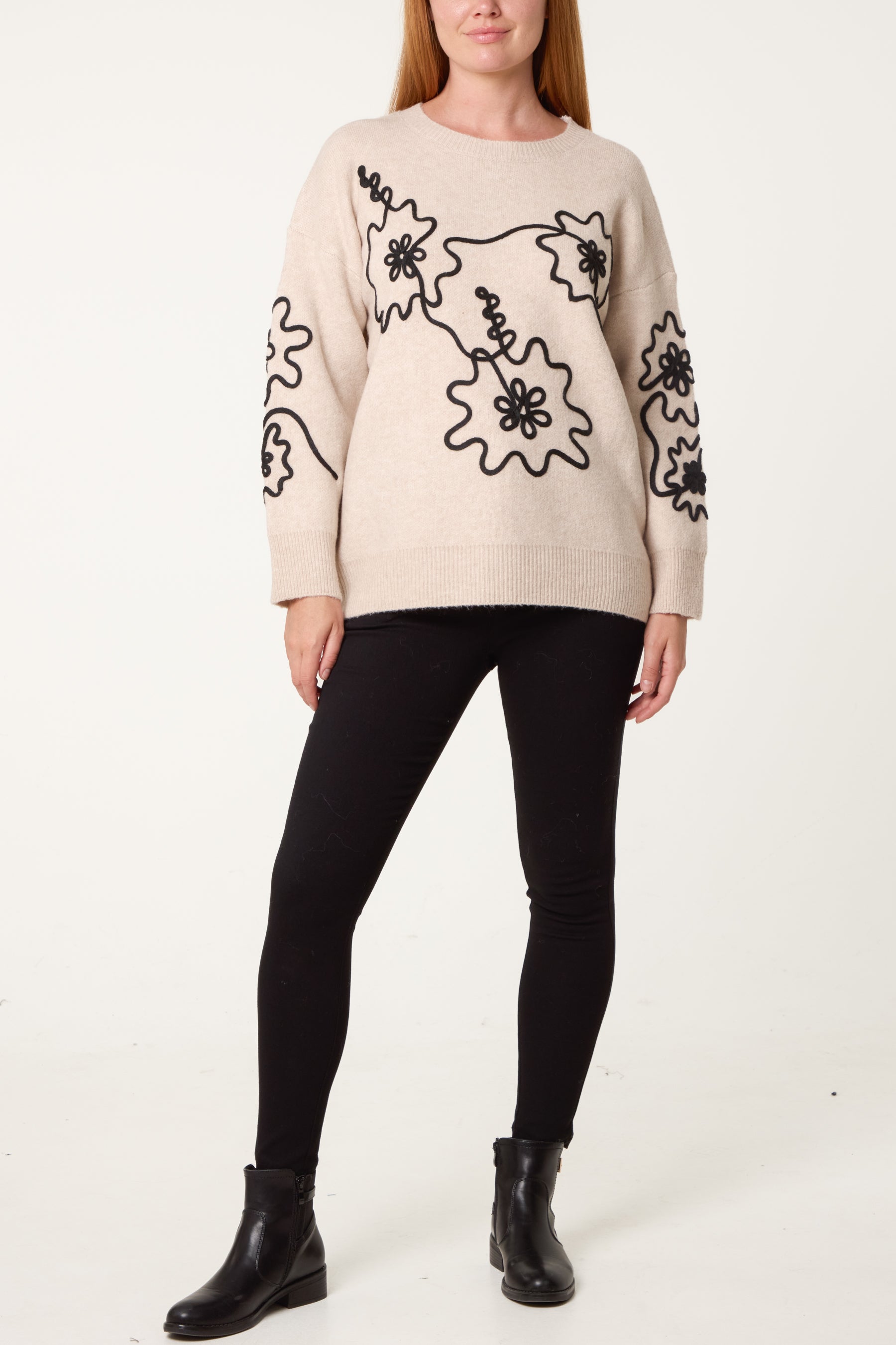 Embroidery Floral Knit Jumper