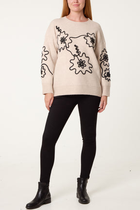 Embroidery Floral Knit Jumper