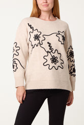 Embroidery Floral Knit Jumper