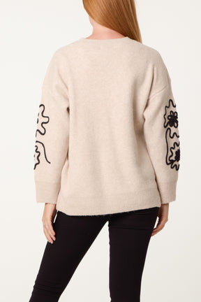 Embroidery Floral Knit Jumper