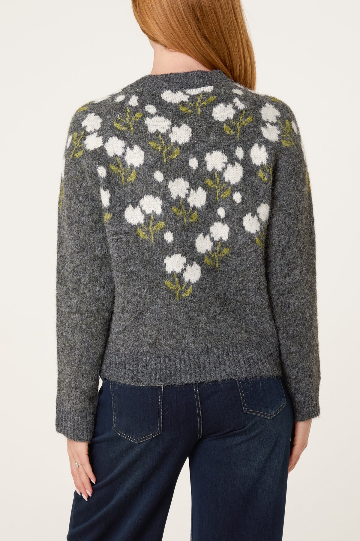 3D Floral Button Through Cardigan