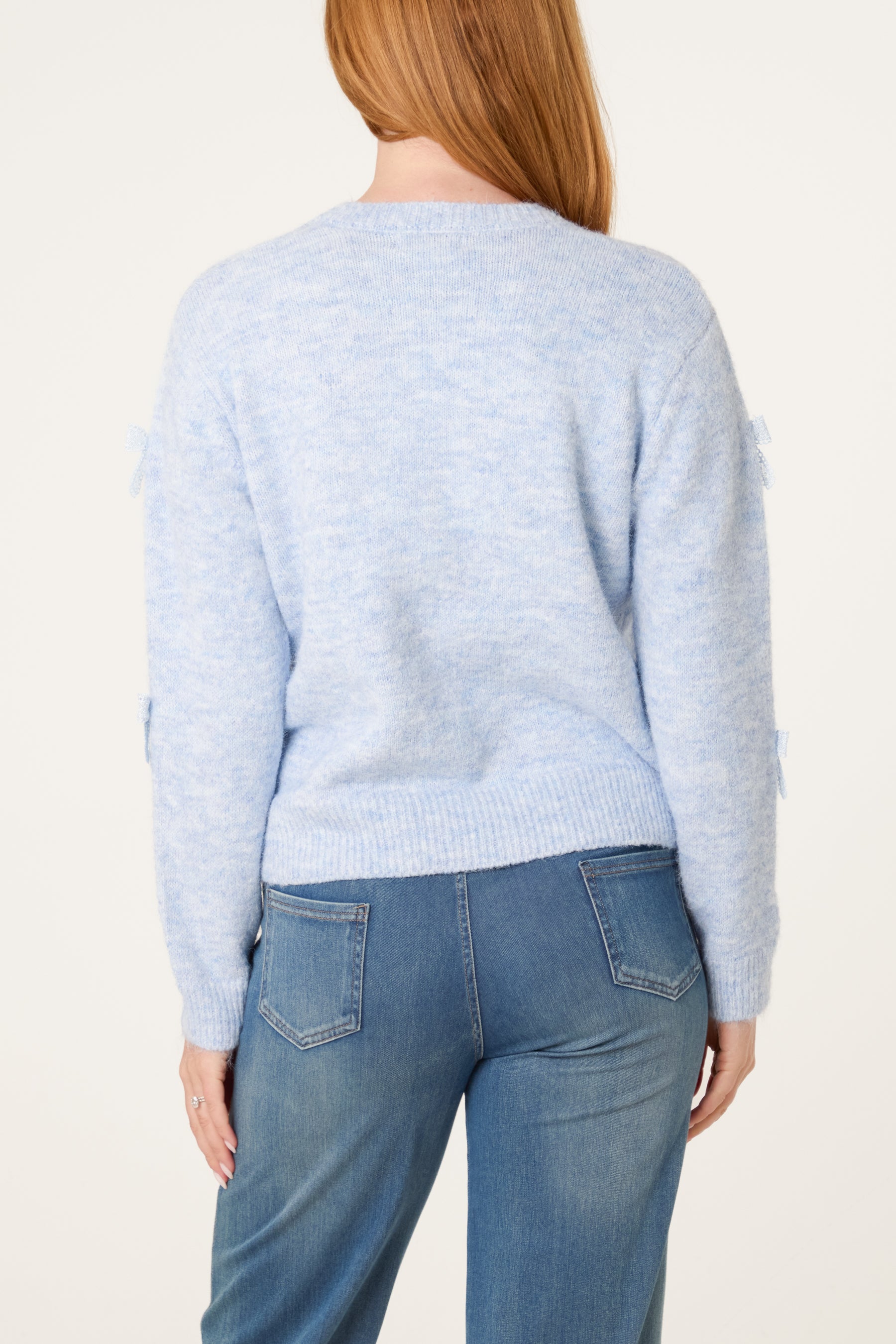 Bow Pearl Button Through Knit Cardigan