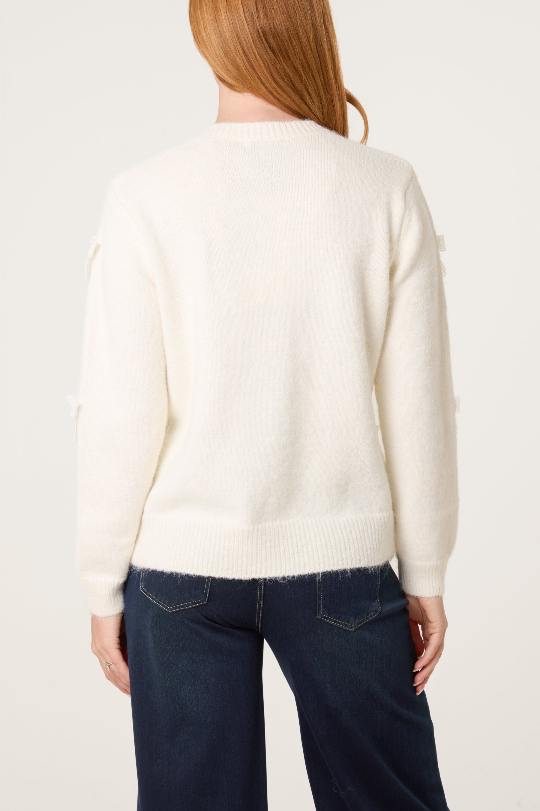 Bow Pearl Button Through Knit Cardigan