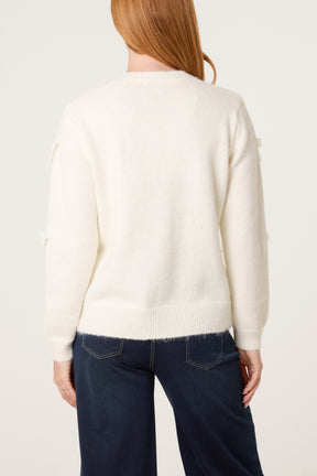 Bow Pearl Button Through Knit Cardigan