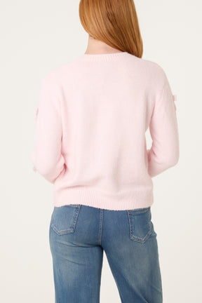 Bow Pearl Button Through Knit Cardigan