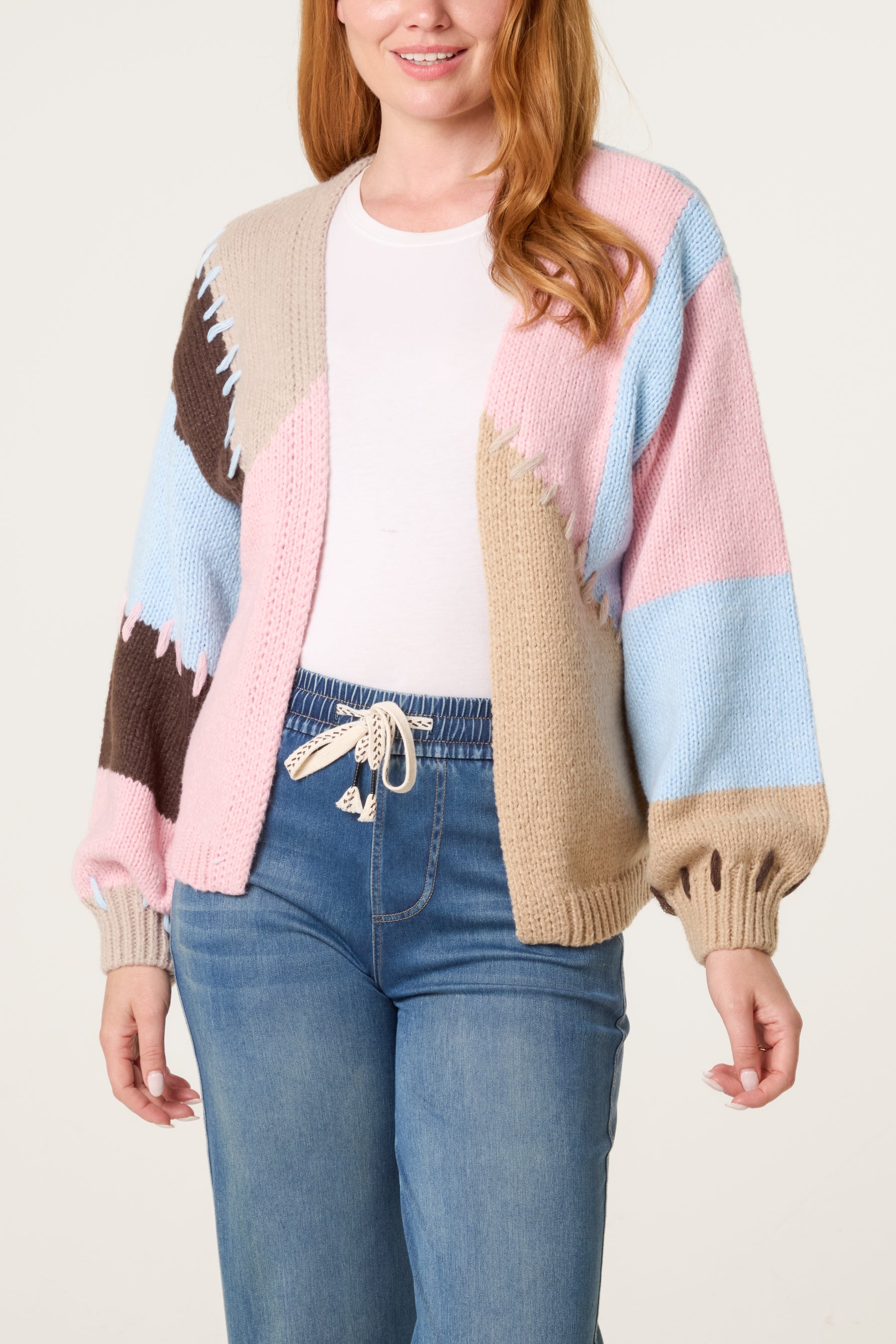 Stitch Colourblock Knit Cardigan