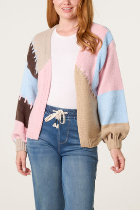 Stitch Colourblock Knit Cardigan