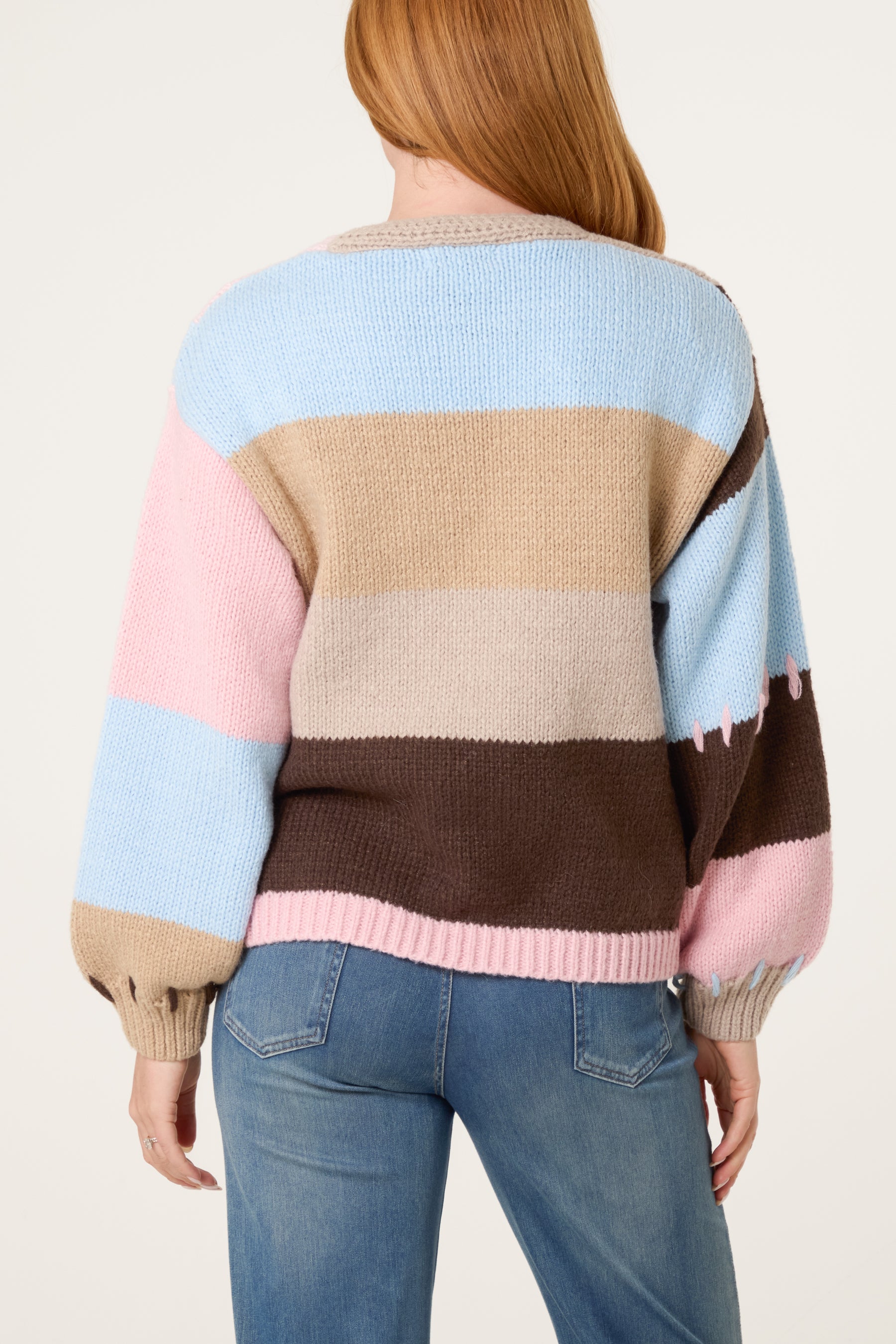 Stitch Colourblock Knit Cardigan