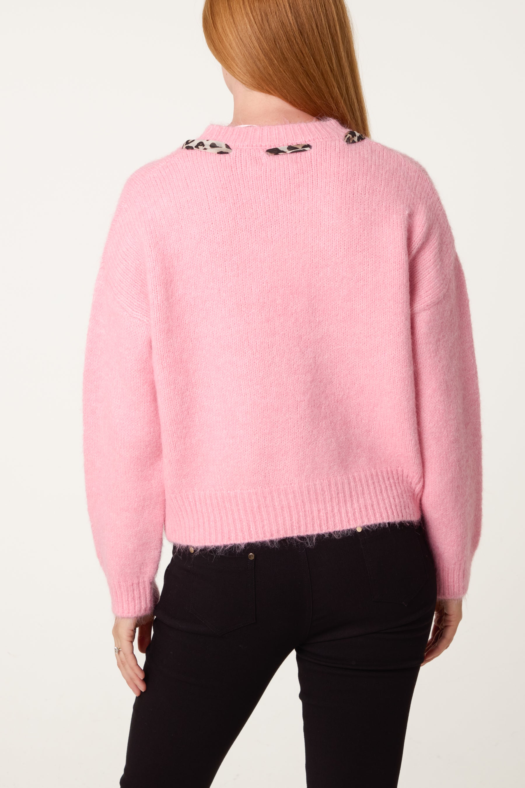 Leopard Tie Detail Knit Jumper