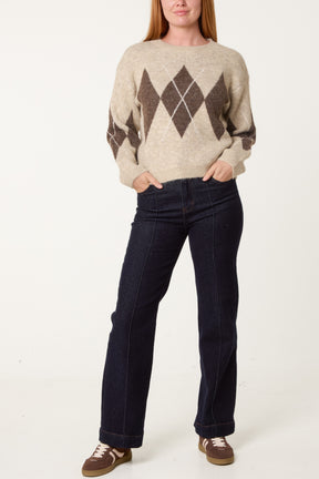 Argyle Pattern Knit Jumper