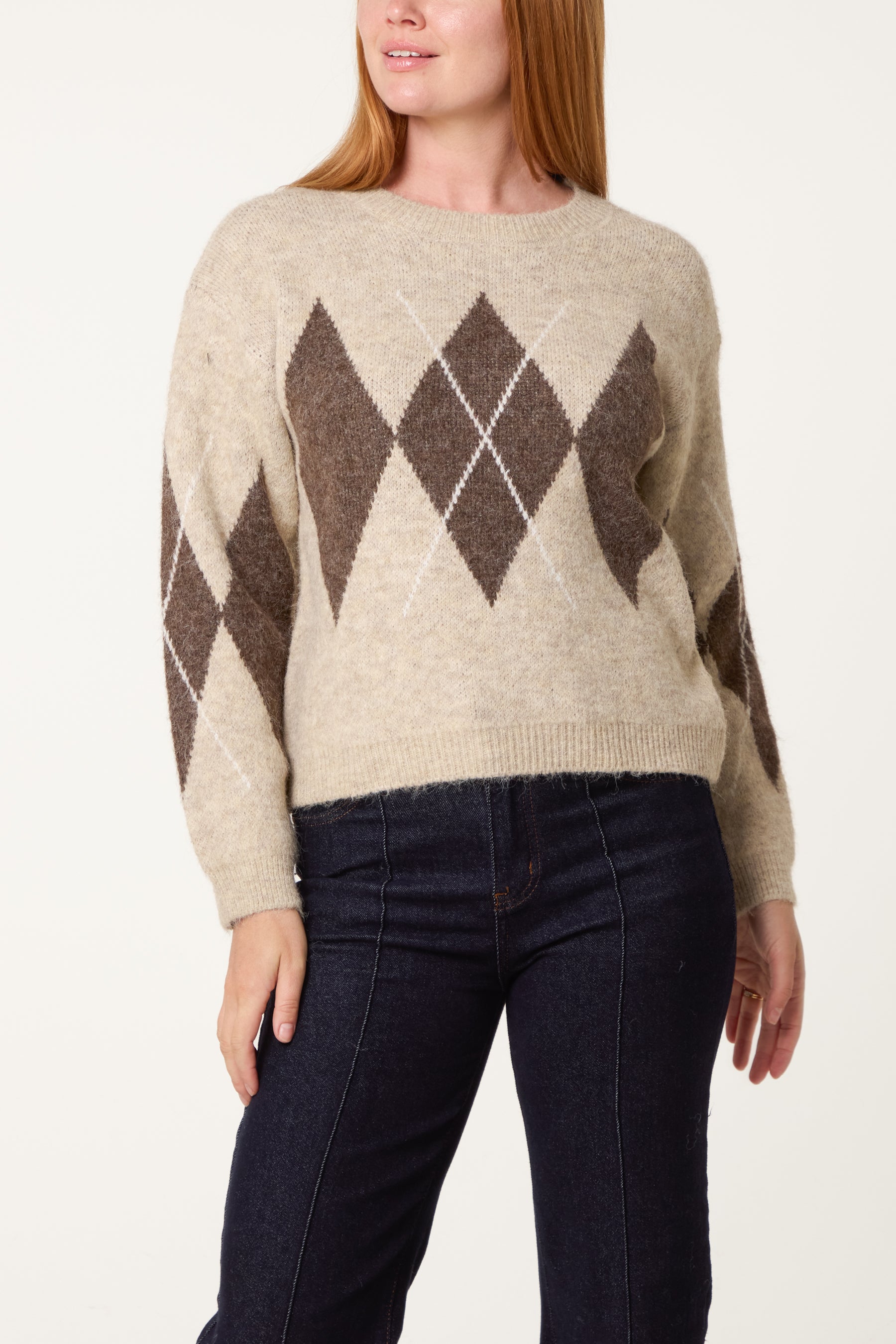 Argyle Pattern Knit Jumper