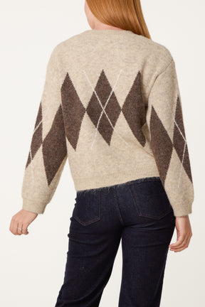 Argyle Pattern Knit Jumper