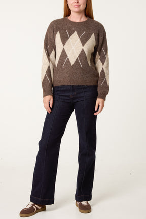 Argyle Pattern Knit Jumper