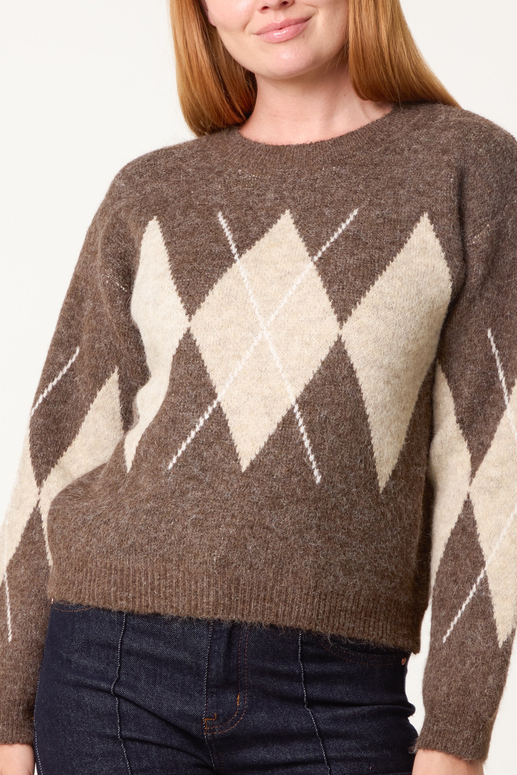 Argyle Pattern Knit Jumper