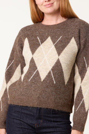 Argyle Pattern Knit Jumper
