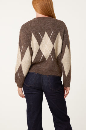 Argyle Pattern Knit Jumper