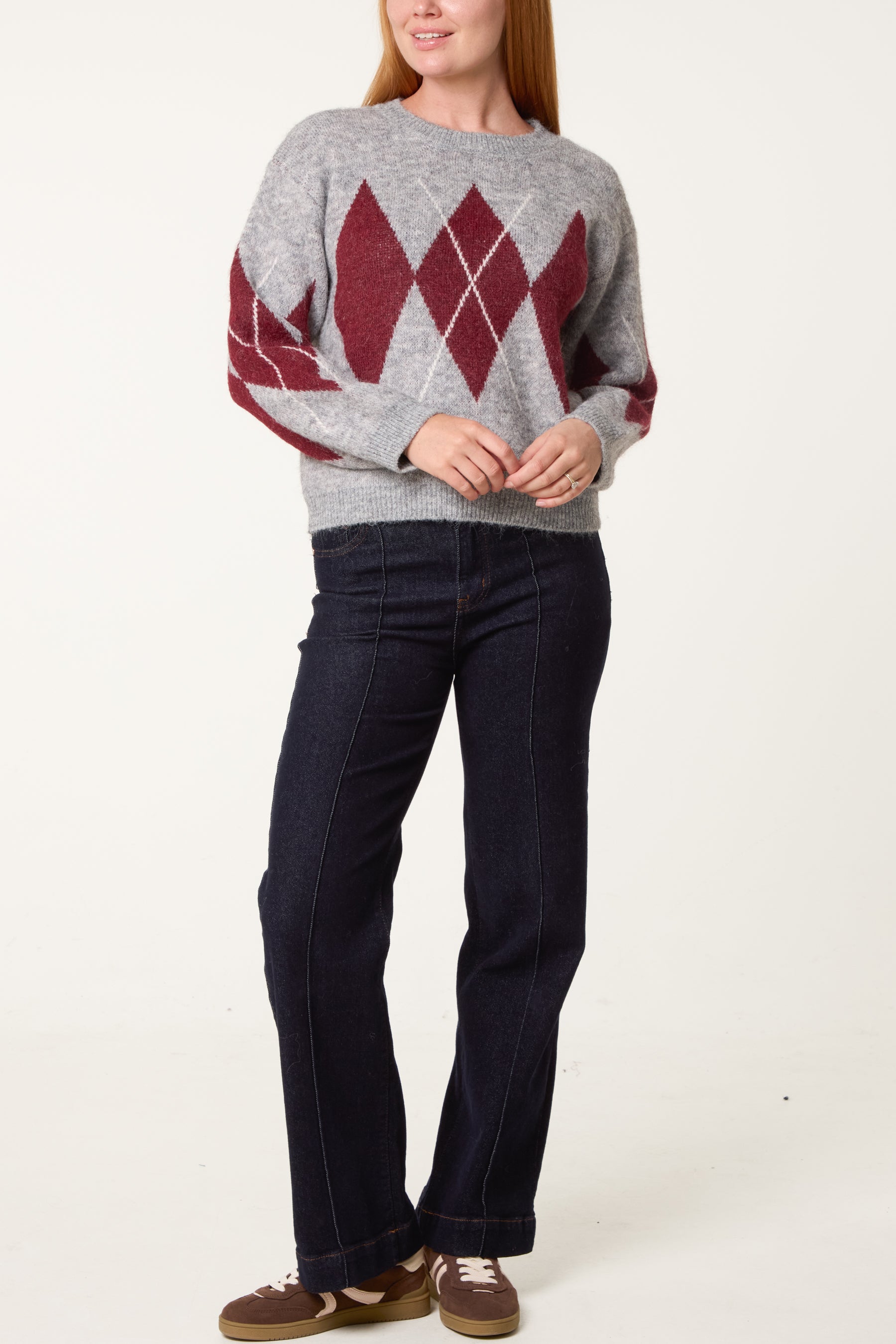 Argyle Pattern Knit Jumper
